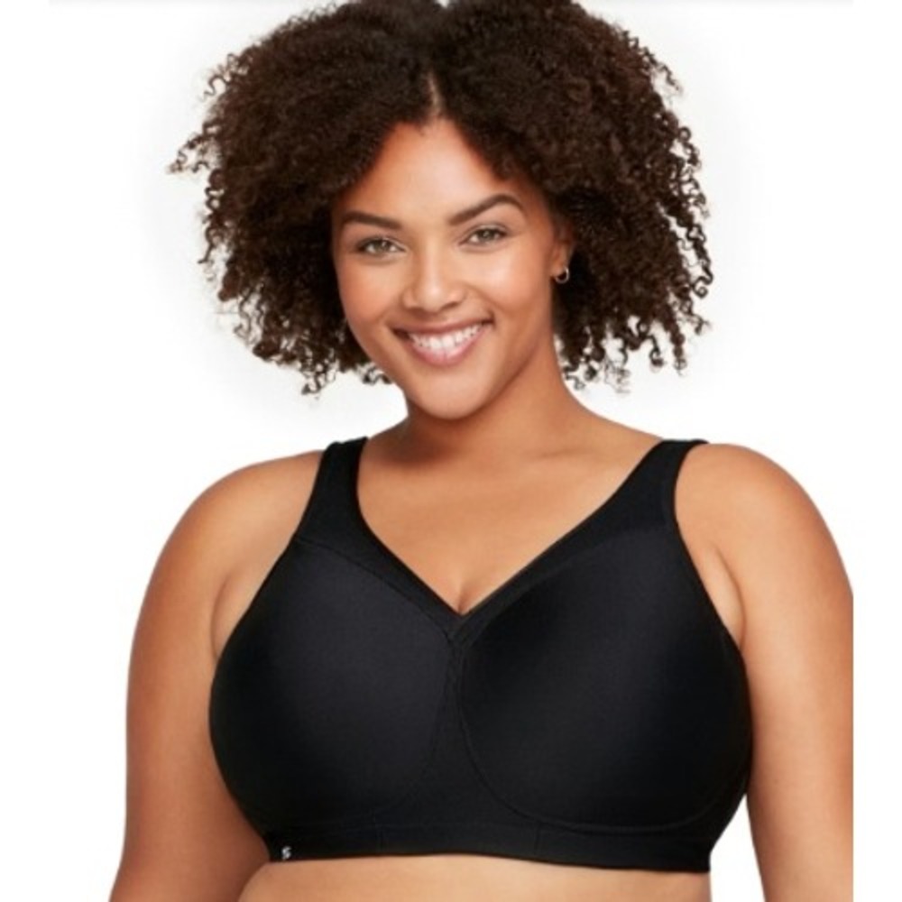 Glamorise Glam Seamless Sport Bra Black 36D High Impact Full Coverage